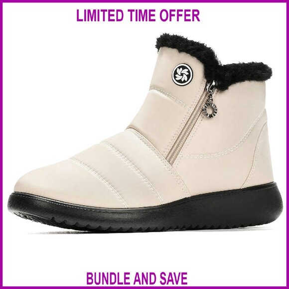 Waterproof Winter Snow Boots Women's Ankle Booties Warm Fur Lined